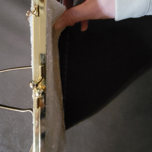 Nordstrom White Beaded Clutch with Gold Accents - Picture 4 of 9